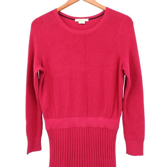 Boden Pleated Knitted Mini Long Sleeve Sweater Dress Sweet Rose Pink 8L 8 Tall - Picture 5 of 7